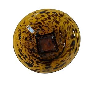 Art Glass Bowl Amber Brown Mottled Decorative Centerpiece Display Bowl